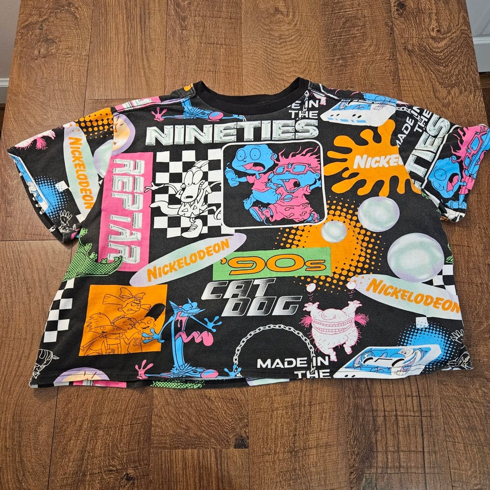Nickelodeon 90s Cartoon Characters T-Shirt Size 3X Crop Top Rugrats Nostalgia